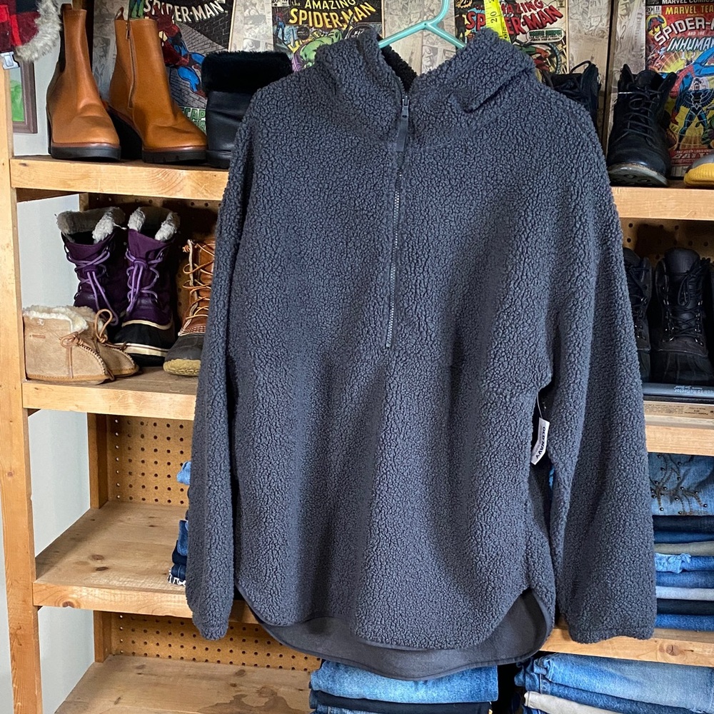 Old Navy Sherpa Hooded Half-Zip Fleece – Charcoal – Men’s L Tall – NWT